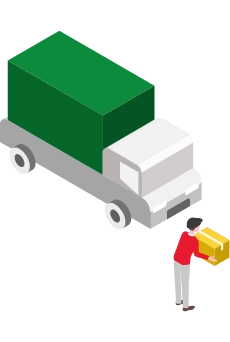 配達員が荷物を届けるイラスト