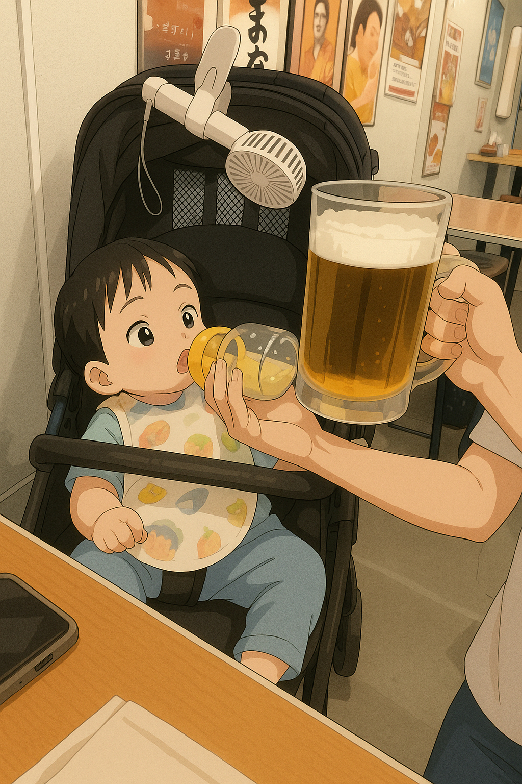 哺乳瓶 vs メガ生の図